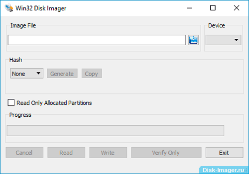Win32 Disk Imager — запуск программы